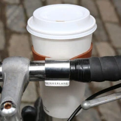 KIKKERLAND Leather Bike Cup Holder -Kikkerland Leather Bike Cup Holder lifestyle