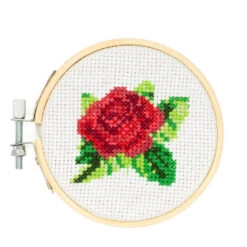 KIKKERLAND Mini Cross Stitch Embroidery Kit - Rose
