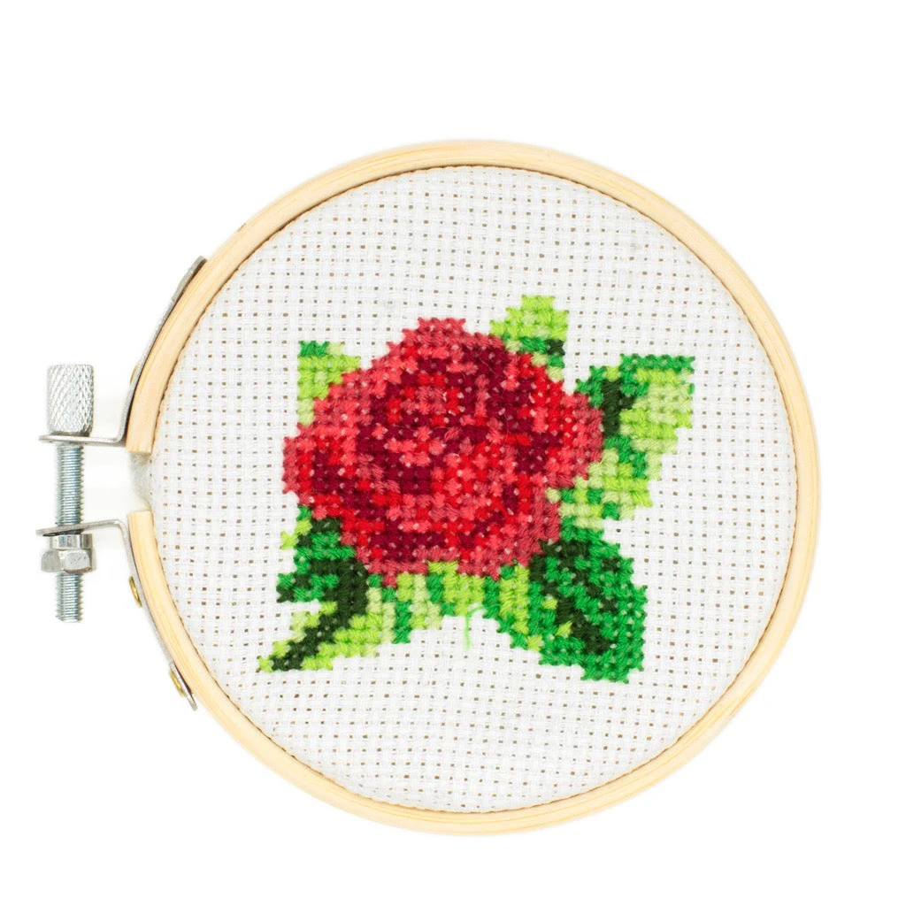 KIKKERLAND Mini Cross Stitch Embroidery Kit - Rose 1 KIKKERLAND Mini Cross Stitch Embroidery Kit - Rose