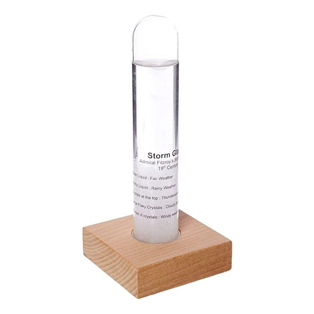 KIKKERLAND Storm Glass Tube With Beechwood Base 1 KIKKERLAND Storm Glass Tube With Beechwood Base