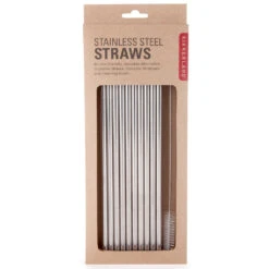 KIKKERLAND Stainless Steel Straws Set Of 10