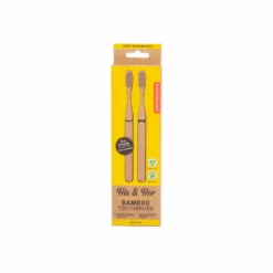KIKKERLAND His & Hers Bamboo Toothbrush Set