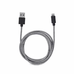 KIKKERLAND Black Chevron Cotton Braided Charging Cable