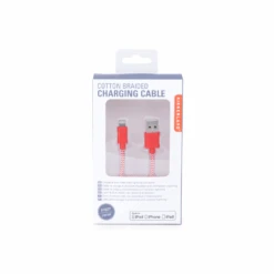 KIKKERLAND Red Chevron Cotton Braided Charging Cable