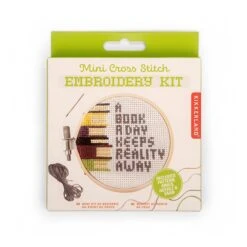 KIKKERLAND Books Mini Cross Stitch Embroidery Kit -Kikkerland books mini cross stitch embroidery kit packaging