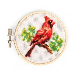 KIKKERLAND Cardinal Mini Cross Stitch Embroidery Kit