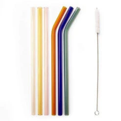 KIKKERLAND Colorful Reusable Glass Straws