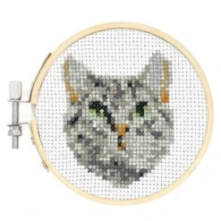 KIKKERLAND Mini Cross Stitch Embroidery Kit Cat