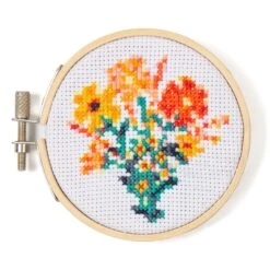 KIKKERLAND Mini Cross Stitch Embroidery Kit Flowers
