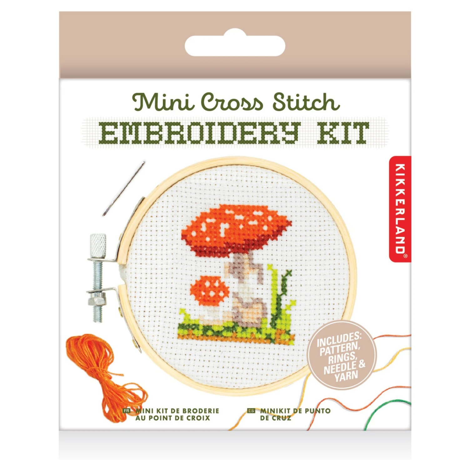 KIKKERLAND Mini Cross Stitch Embroidery Kit - Mushroom 2 KIKKERLAND Mini Cross Stitch Embroidery Kit - Mushroom - Image 2