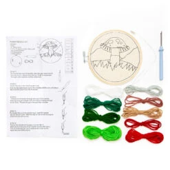 KIKKERLAND Mushroom Punch Needle Kit -Kikkerland mushroom punch needle kit contents