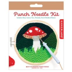 KIKKERLAND Mushroom Punch Needle Kit -Kikkerland mushroom punch needle kit packaging