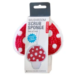 KIKKERLAND Mushroom Scrub Sponges Set Of 2 -Kikkerland mushroom scrub sponges set of 2 packaging