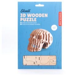 KIKKERLAND Skull 3D Wooden Puzzle -Kikkerland skull 3d wooden puzzle packaging