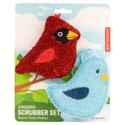 KIKKERLAND Songbird Scrubber Set -Kikkerland songbird scrubber set packaging
