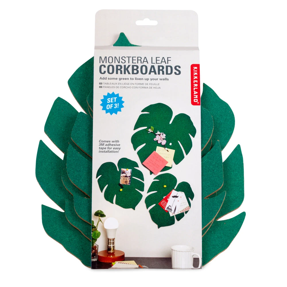 Kikkerland Monstera Leaf Corkboard - Green 2 Kikkerland Monstera Leaf Corkboard - Green - Image 2