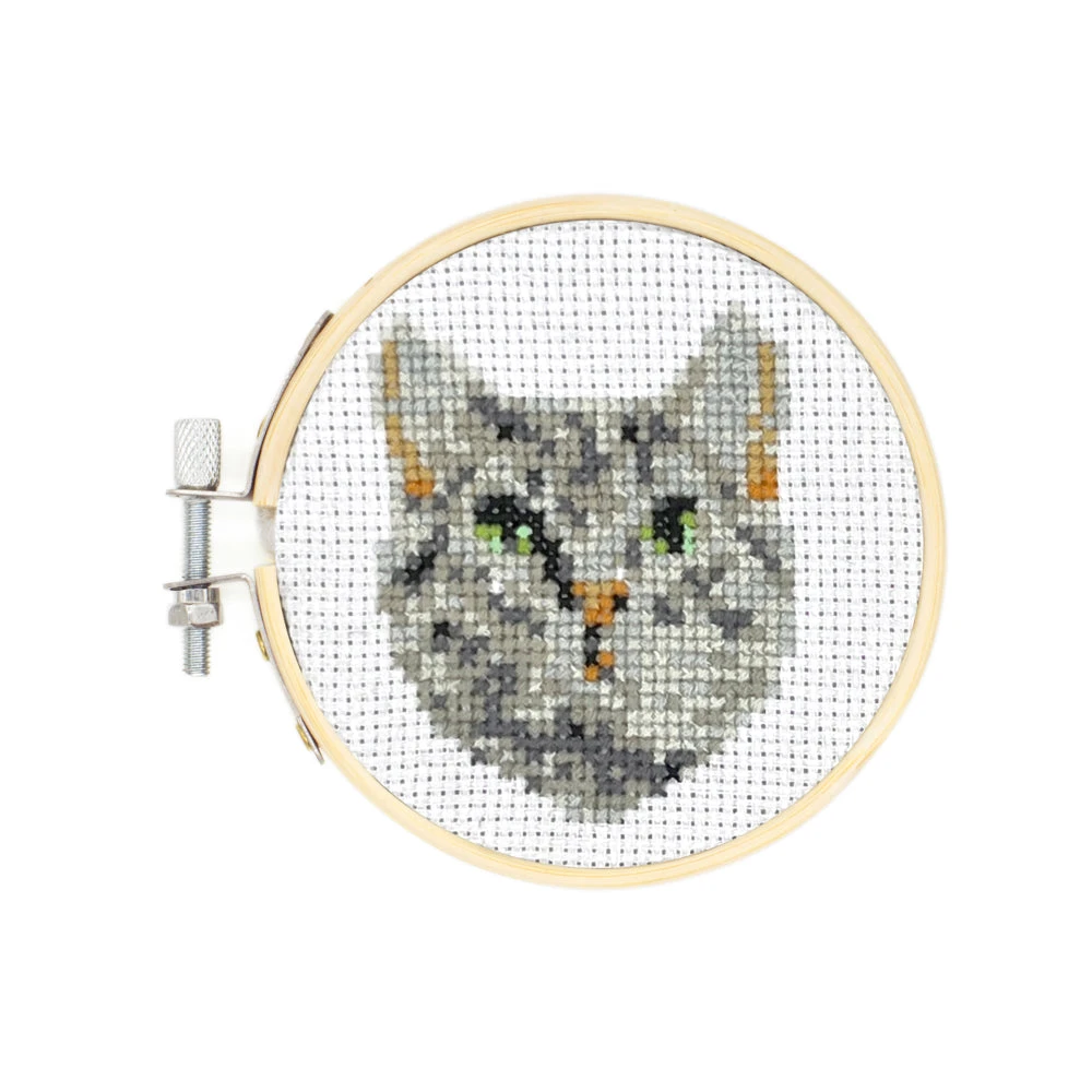 Kikkerland Mini Cross Stitch Embroidery Kit - Cat 1 Kikkerland Mini Cross Stitch Embroidery Kit - Cat