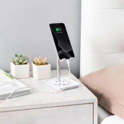 Kikkerland Height-Adjustable Perfect Phone Stand - White -Kikkerland d528b8ecbef19fb394b4b66ddb94b0f75947aeb6 square3032782 3